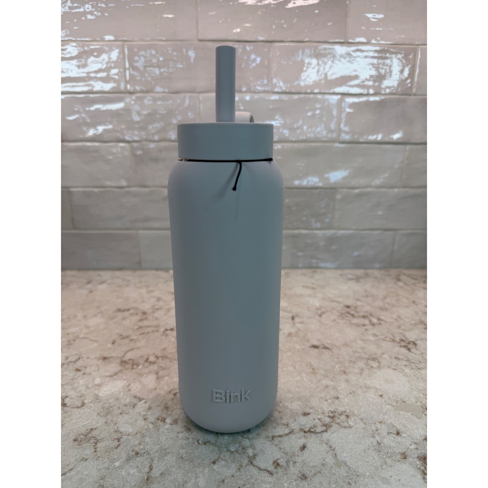 Bink Day Bottle Bone White Borosilicate Glass Water Bottle 21oz with Straw NEW